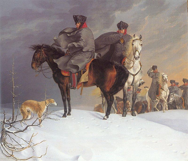Franz Kruger Prussian Cavalry Outpost in the Snow Sweden oil painting art